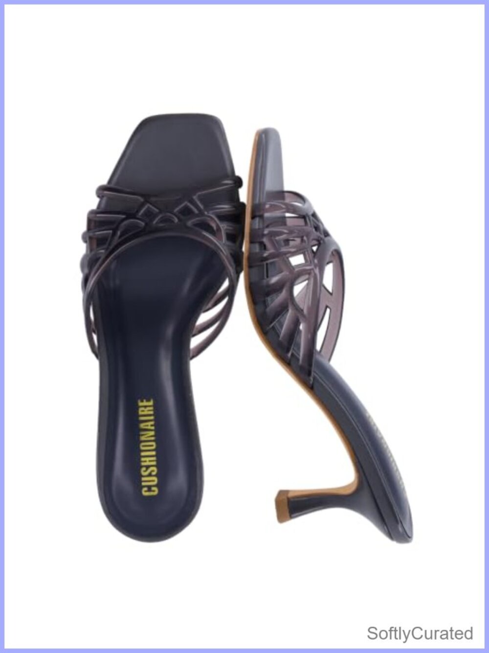 Jelly Kitten Heels Square Toe Slip-On Mule